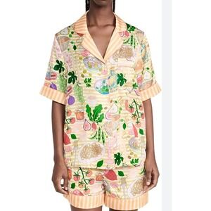 NWT Karen Mabon Italian Food Print Pajama Set Top Shorts Women's Medium